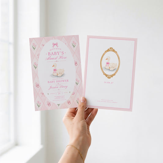 Silly Goose Baby Invitation - Pink
