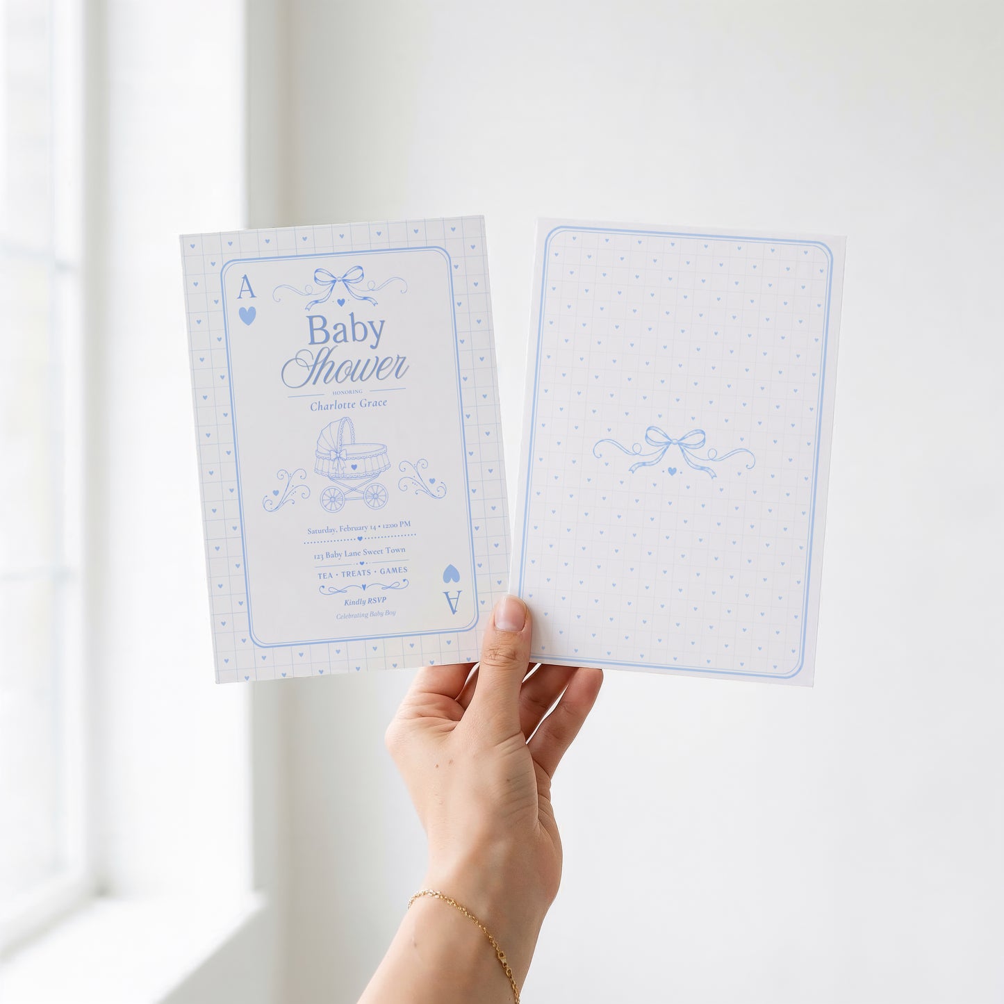 Card Deck Baby Invitation - Blue