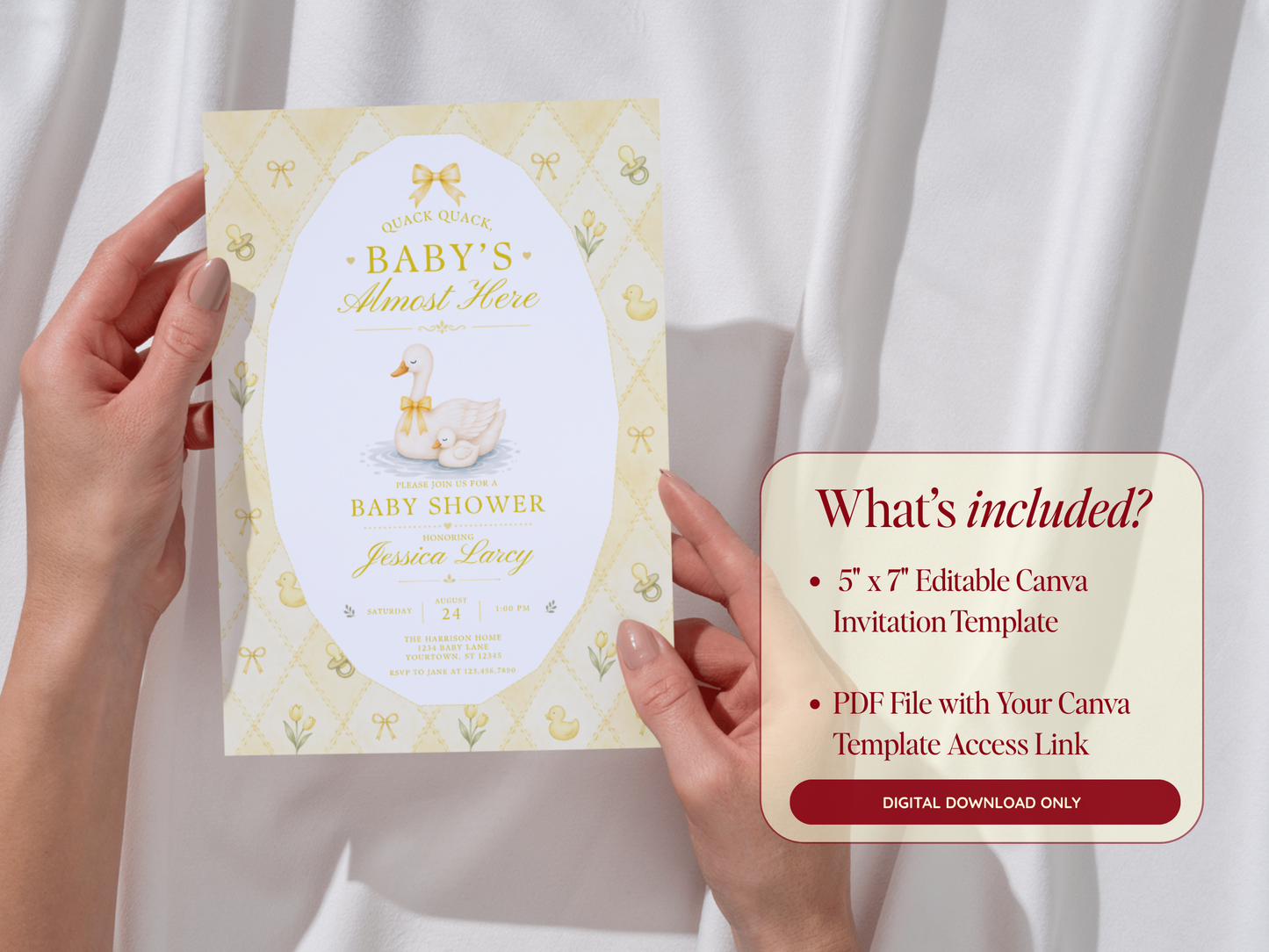 Silly Goose Baby Invitation - Yellow