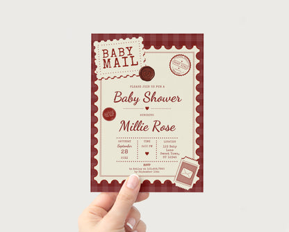 Baby Mail Baby Invitation - Red