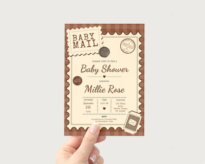 Baby Mail Baby Invitation - Brown