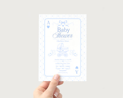 Card Deck Baby Invitation - Blue