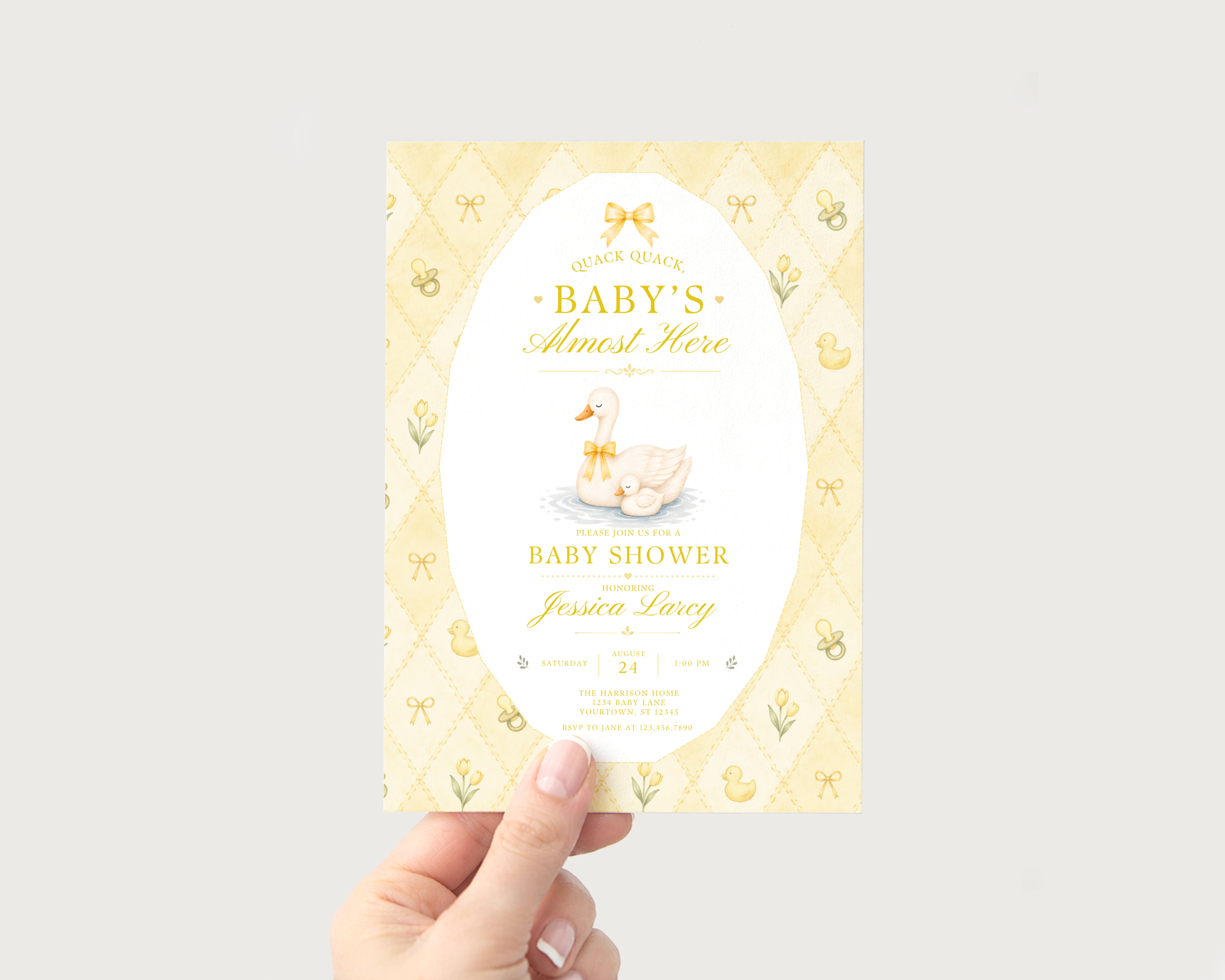 Silly Goose Baby Invitation - Yellow