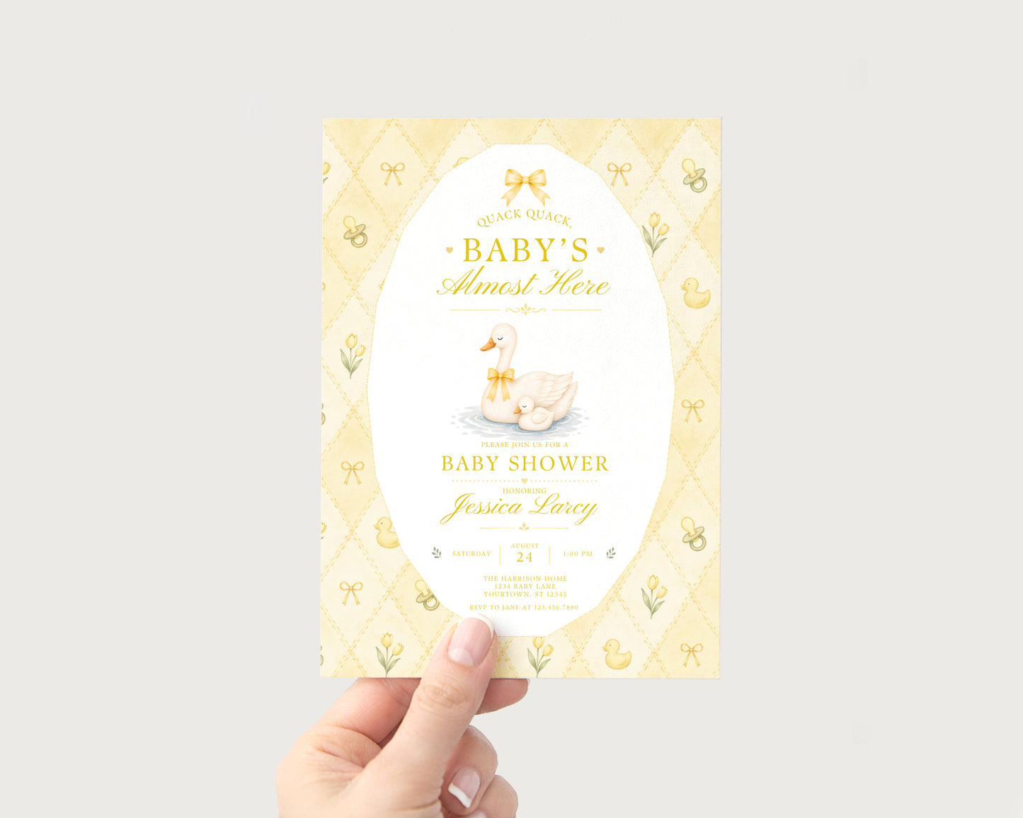 Silly Goose Baby Invitation - Yellow