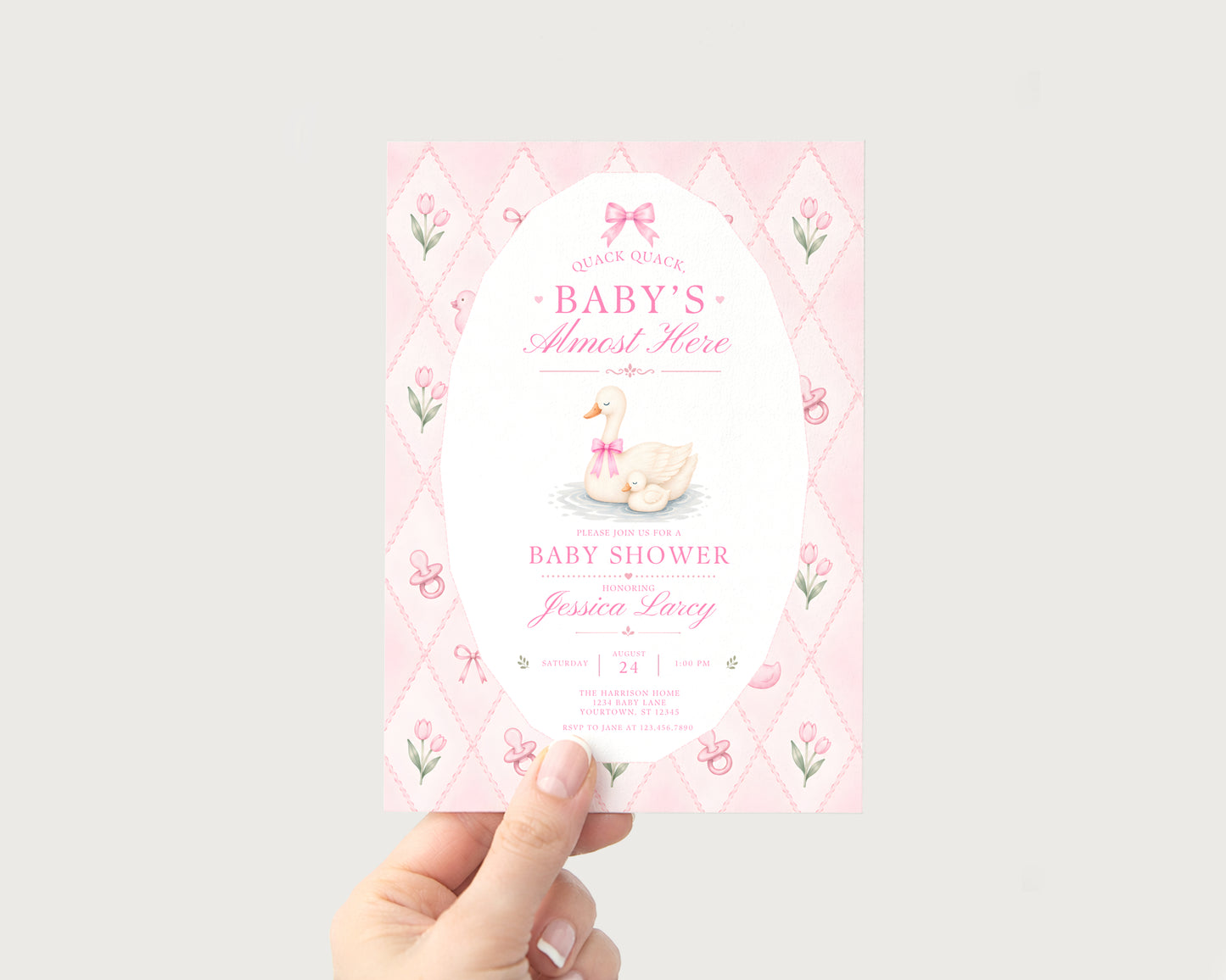 Silly Goose Baby Invitation - Pink