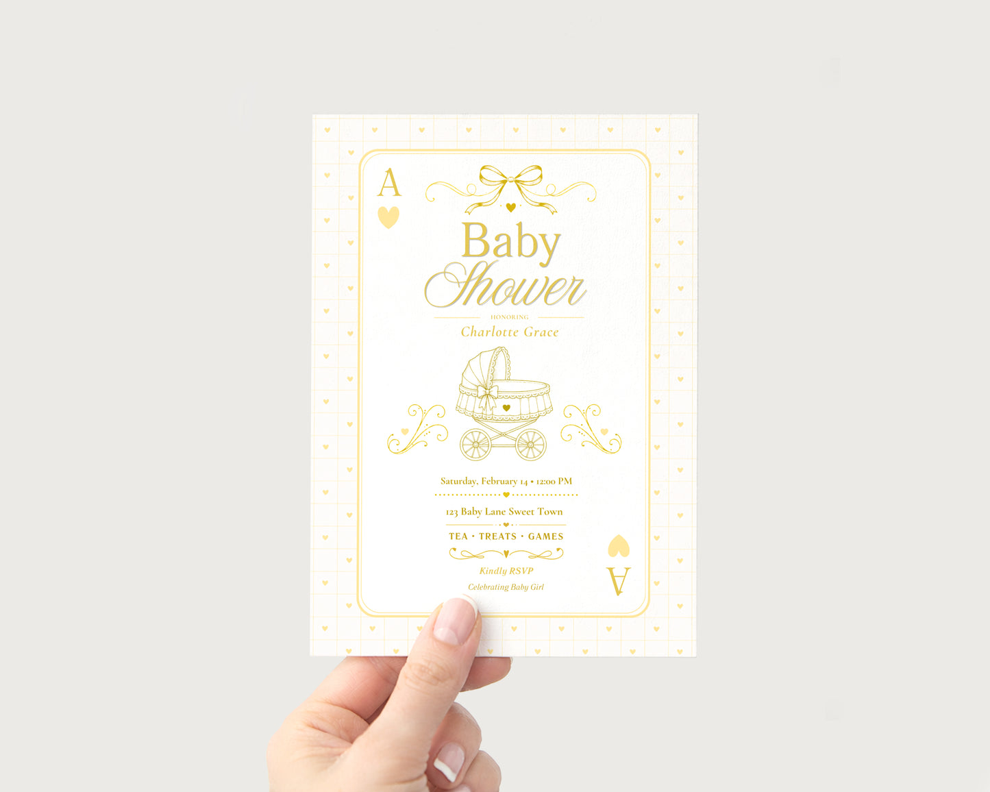 Card Deck Baby Invitation - Yellow