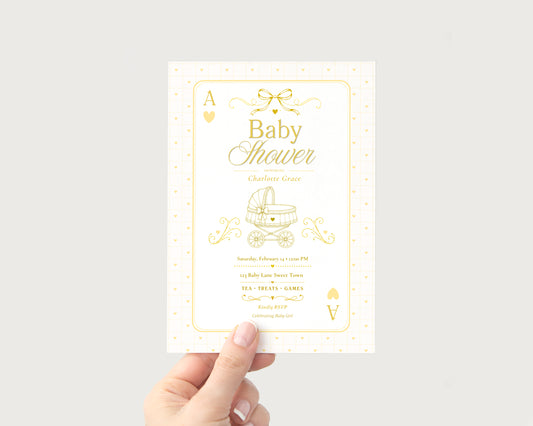 Card Deck Baby Invitation - Yellow
