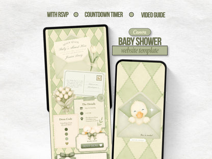 Silly Goose Baby Shower Website - Sage Green
