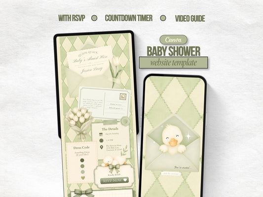 Silly Goose Baby Shower Website - Sage Green
