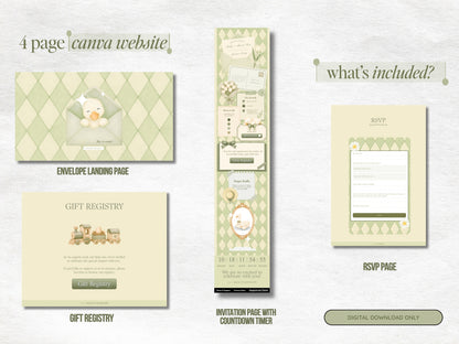 Silly Goose Baby Shower Website - Sage Green
