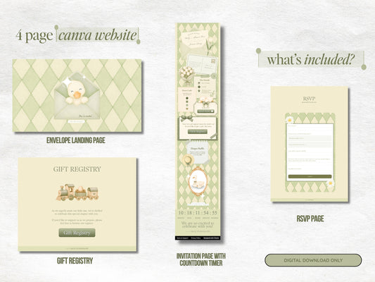 Silly Goose Baby Shower Website - Sage Green