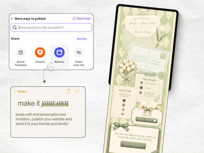 Silly Goose Baby Shower Website - Sage Green