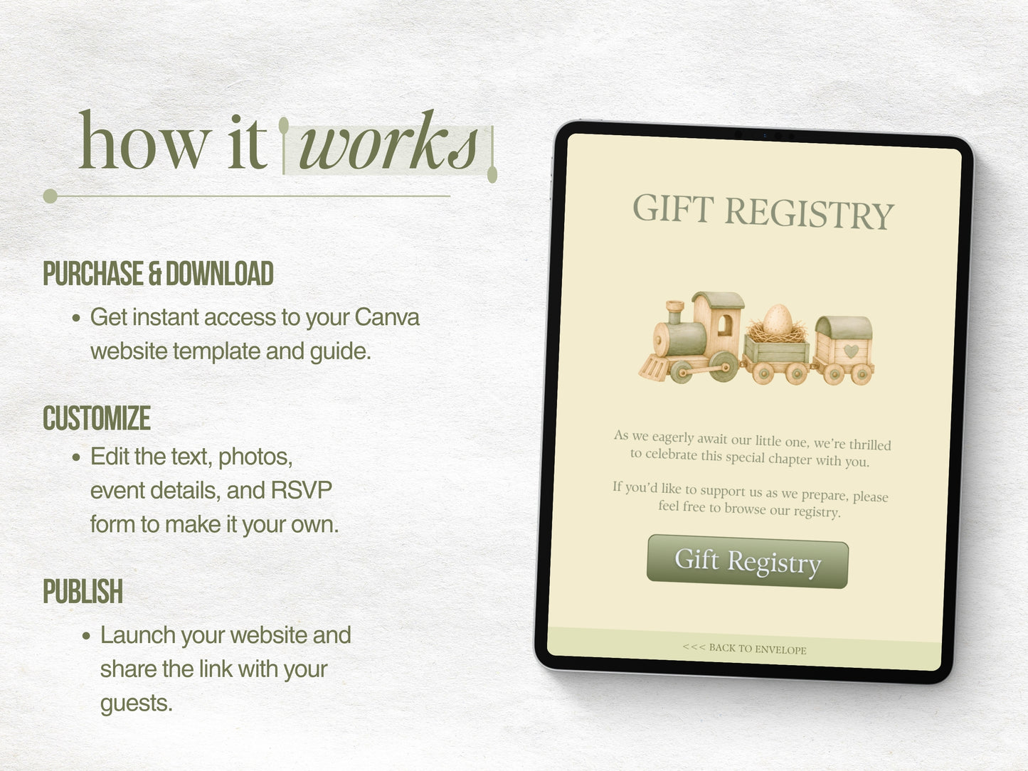 Silly Goose Baby Shower Website - Sage Green