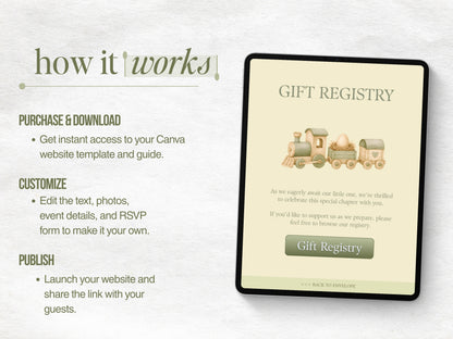 Silly Goose Baby Shower Website - Sage Green