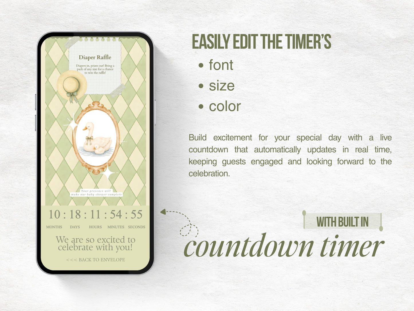 Silly Goose Baby Shower Website - Sage Green