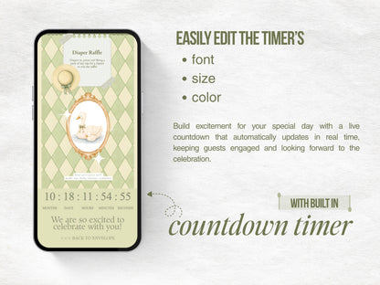 Silly Goose Baby Shower Website - Sage Green