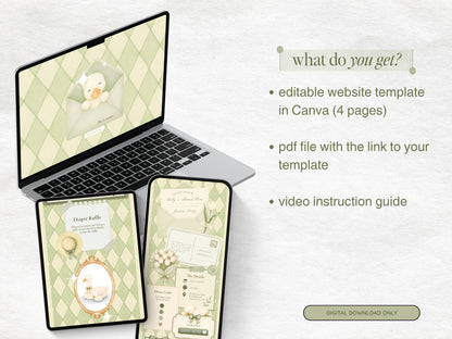Silly Goose Baby Shower Website - Sage Green