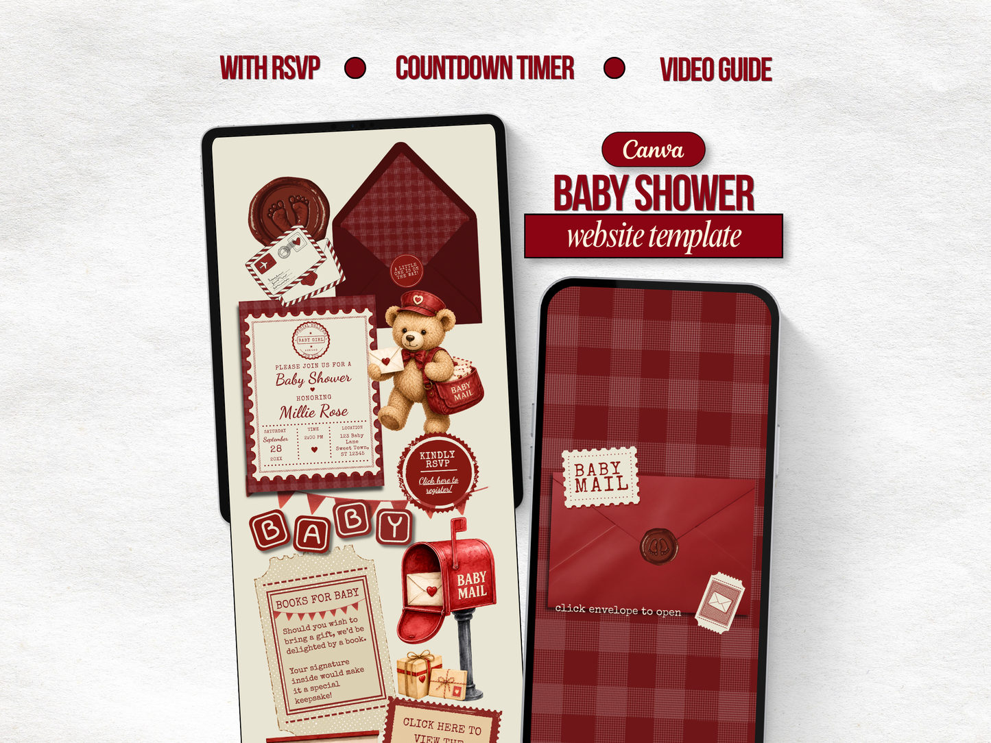 Baby Mail Baby Shower Website - Red