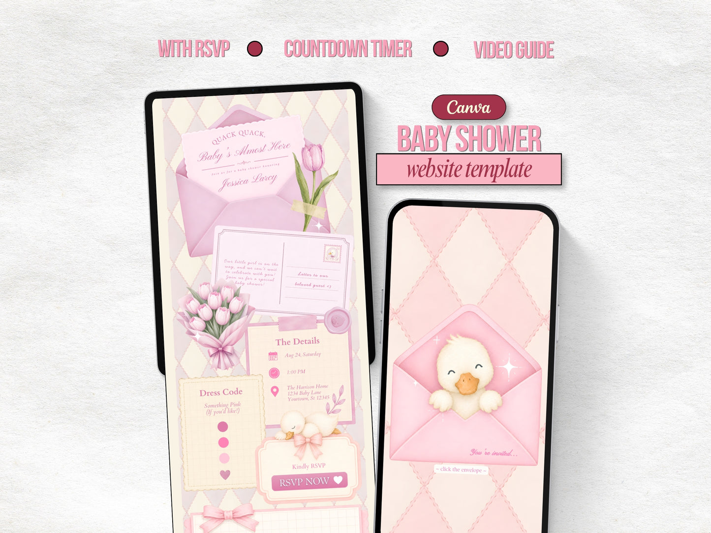 Silly Goose Baby Shower Website - Pink