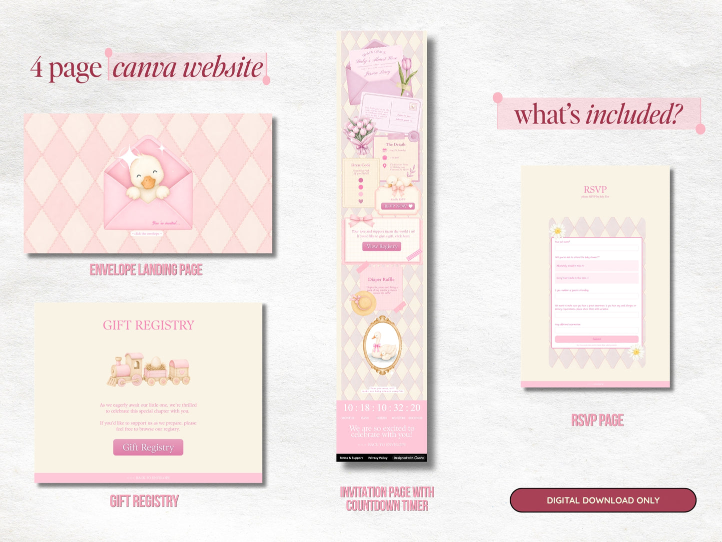 Silly Goose Baby Shower Website - Pink