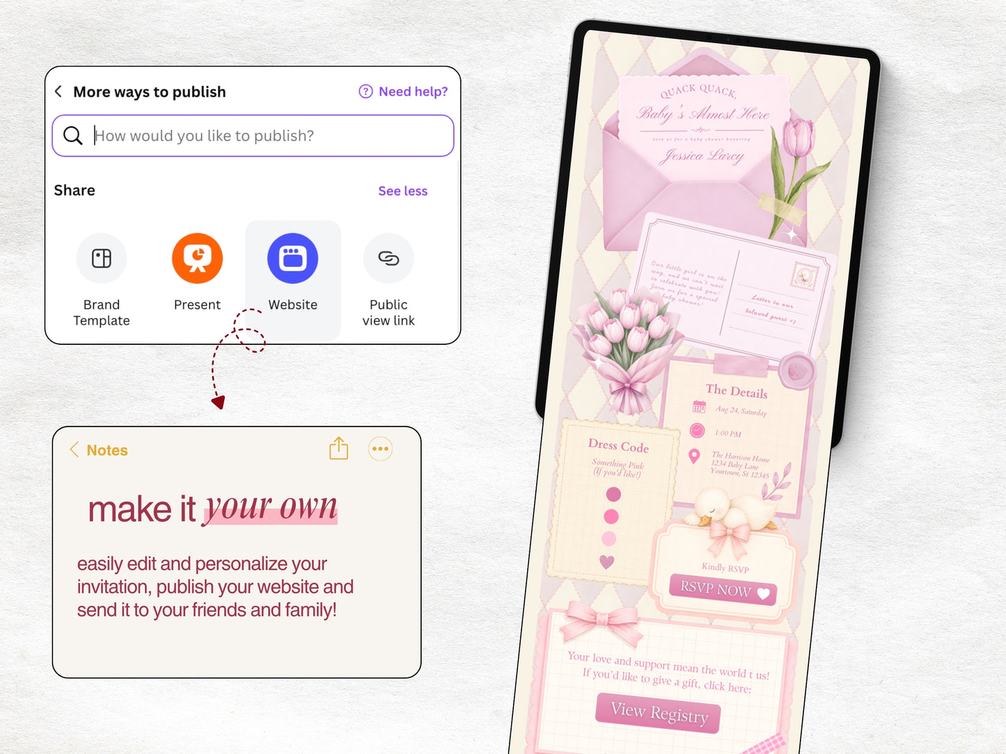 Silly Goose Baby Shower Website - Pink