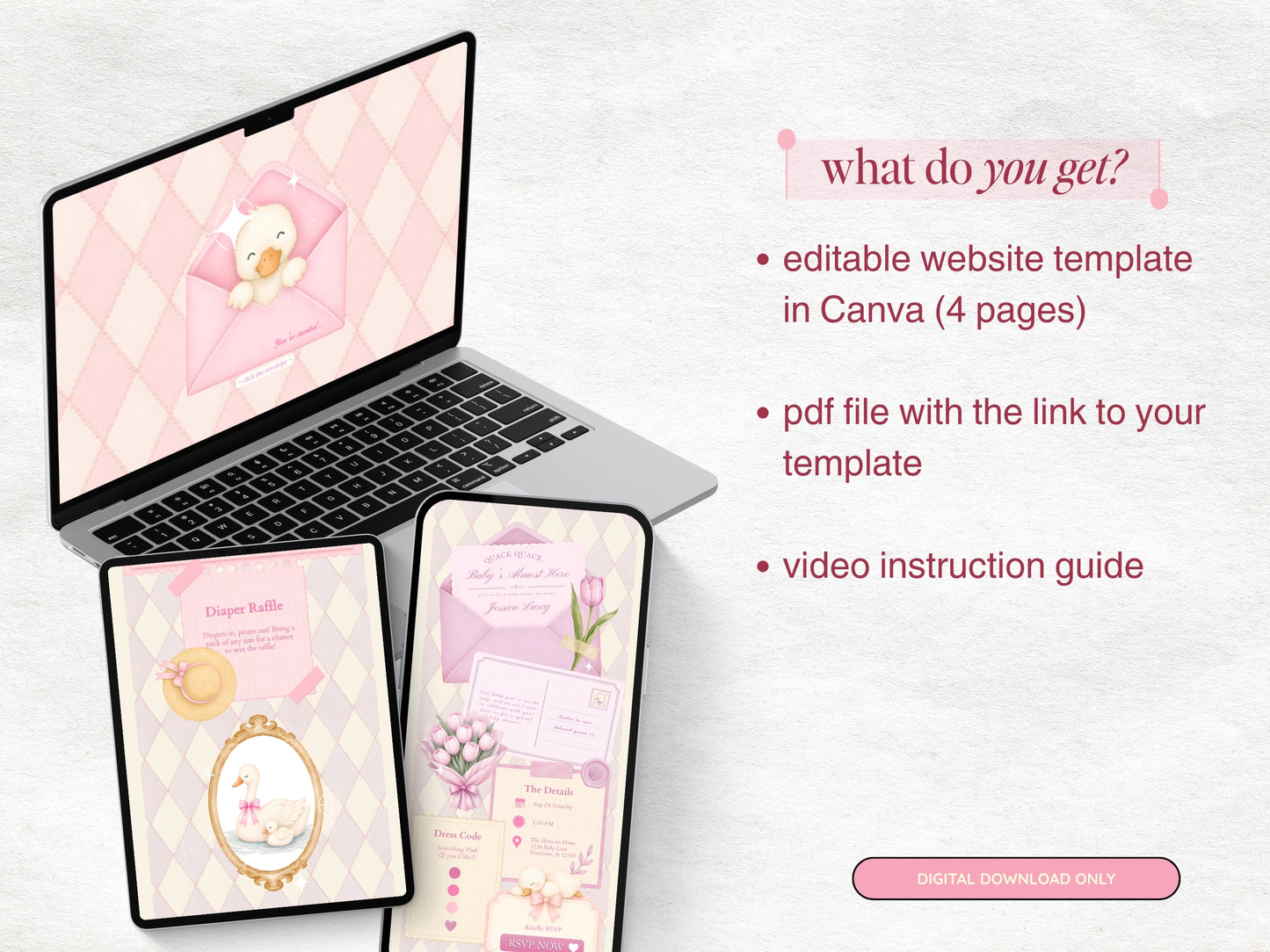 Silly Goose Baby Shower Website - Pink