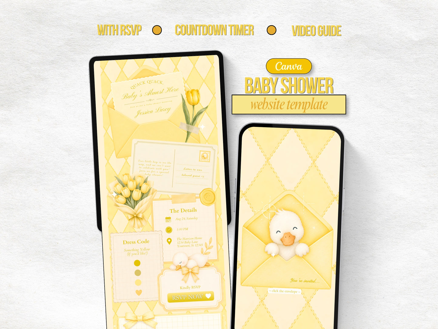 Silly Goose Baby Shower Website - Yellow