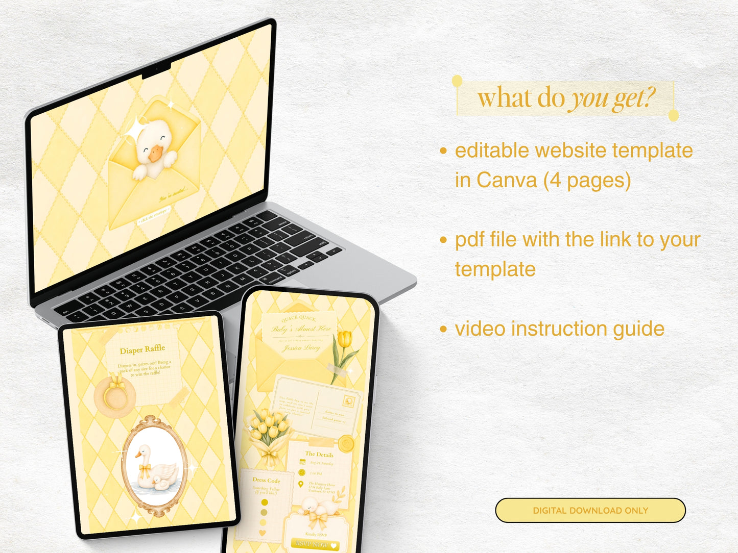 Silly Goose Baby Shower Website - Yellow