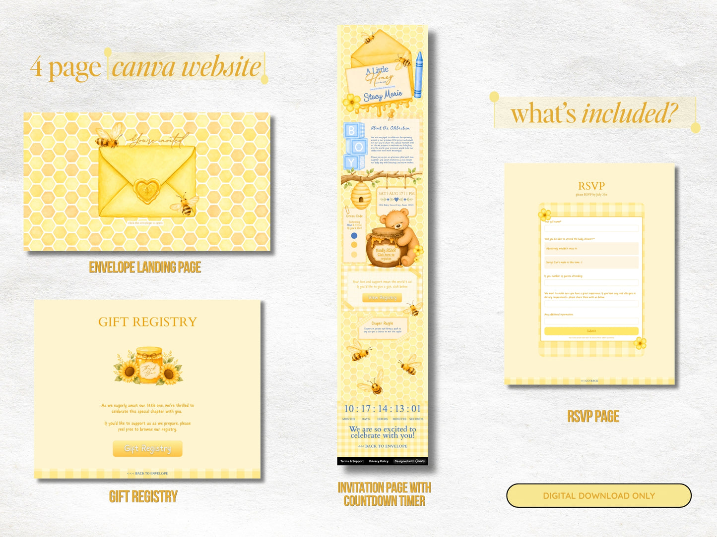 A Little Honey is On the Way Baby Shower Website - Boy