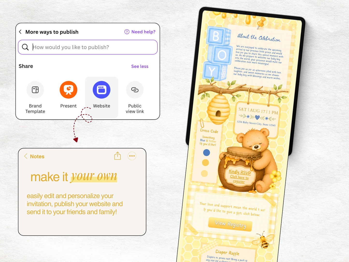 A Little Honey is On the Way Baby Shower Website - Boy