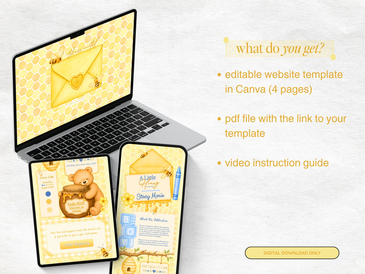 A Little Honey is On the Way Baby Shower Website - Boy
