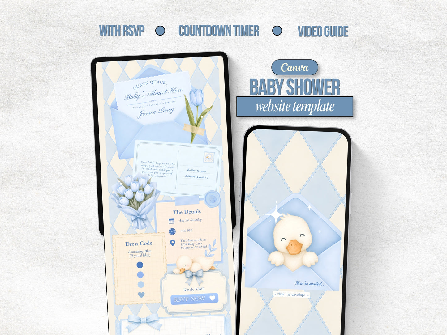 Silly Goose Baby Shower Website - Blue