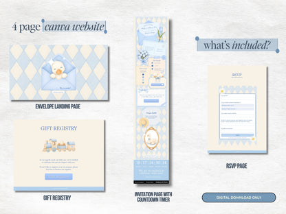 Silly Goose Baby Shower Website - Blue