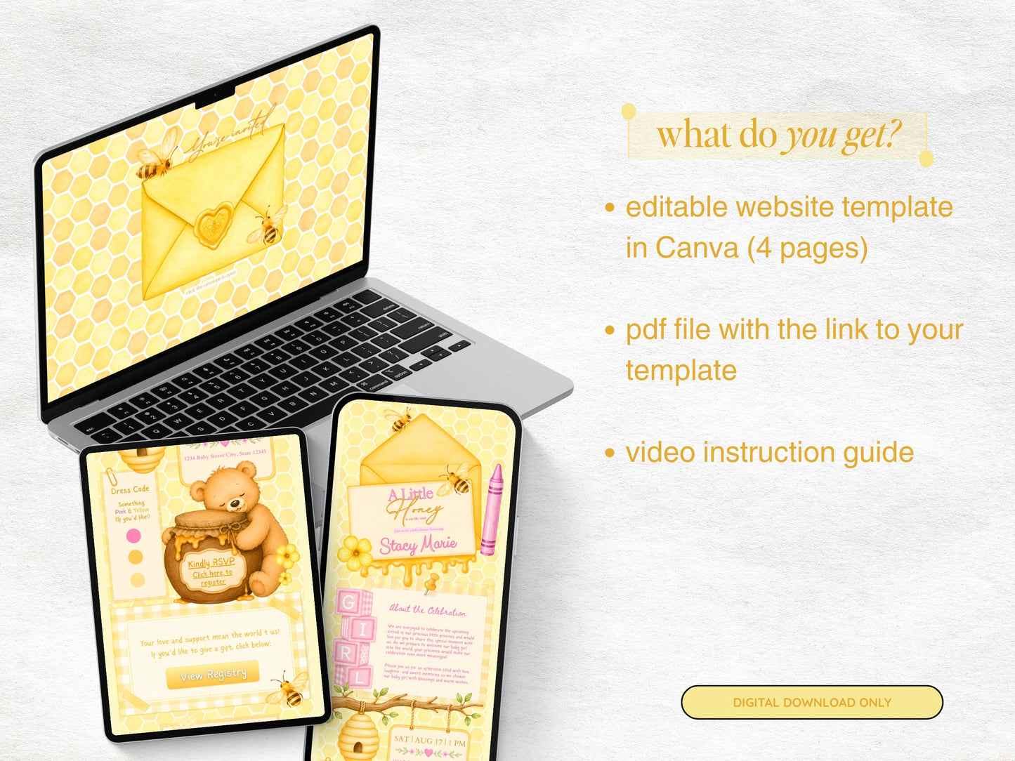 A Little Honey is On the Way Baby Shower Website - Girl