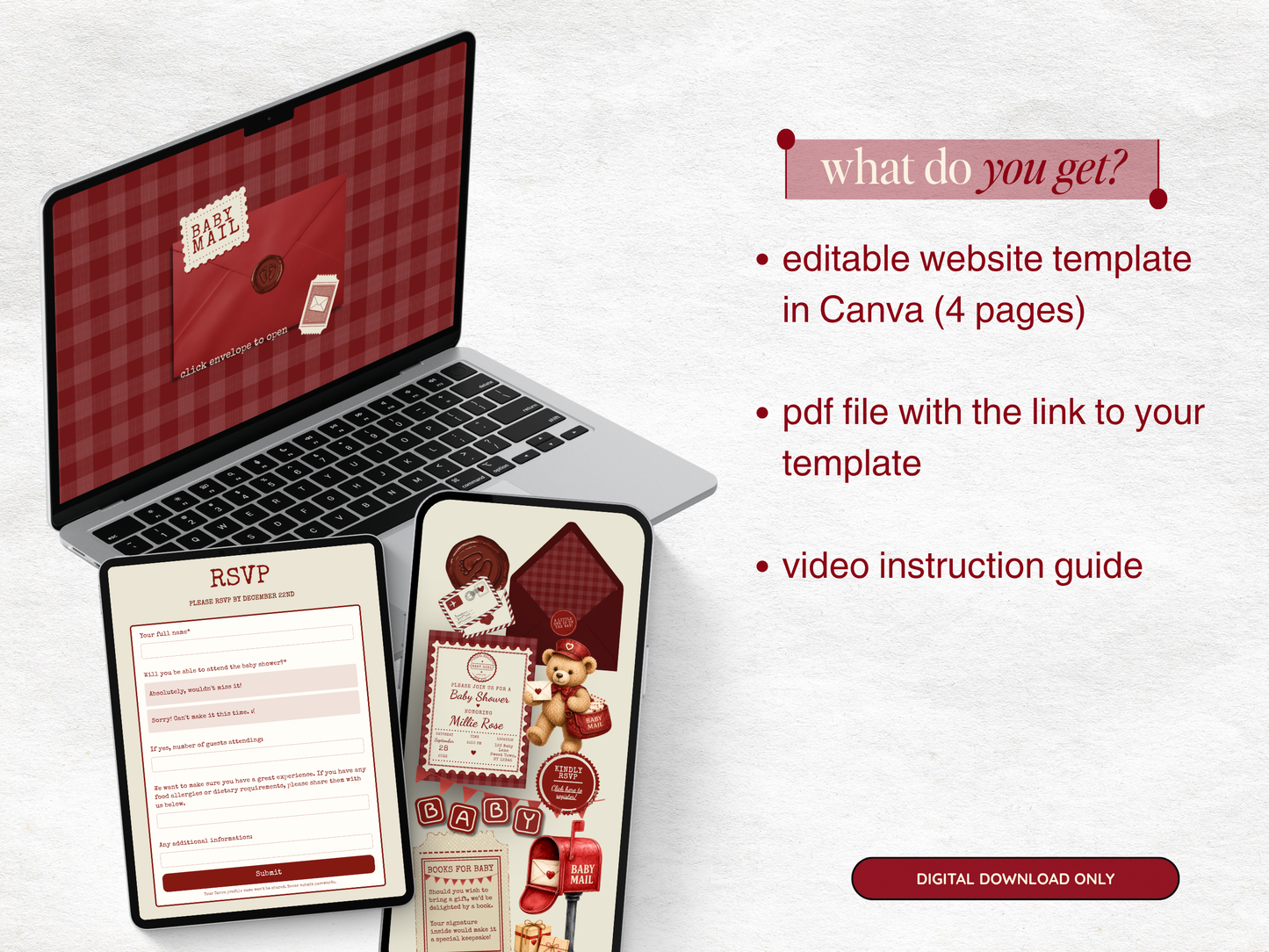 Baby Mail Baby Shower Website - Red
