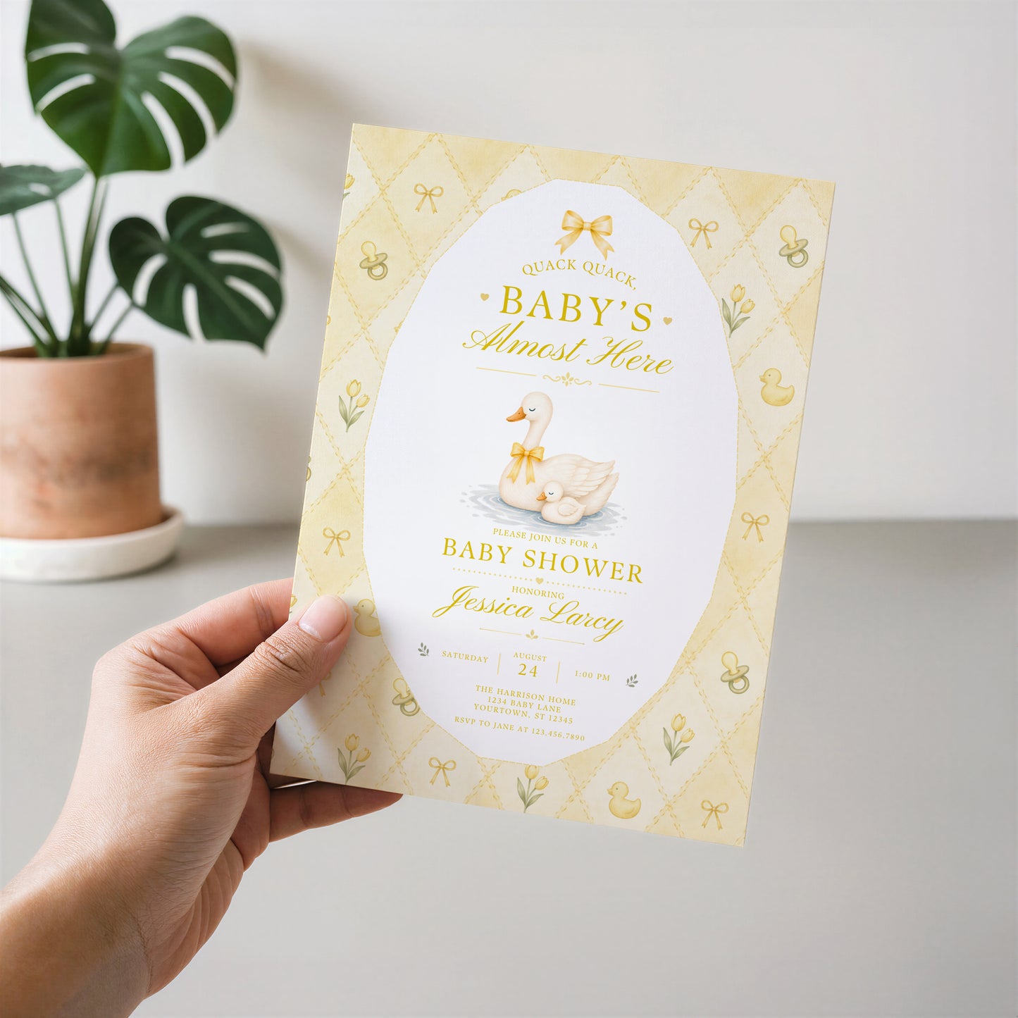 Silly Goose Baby Invitation - Yellow