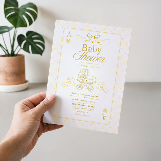 Card Deck Baby Invitation - Yellow