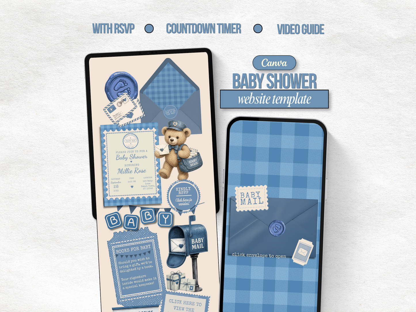 Baby Mail Baby Shower Website - Blue