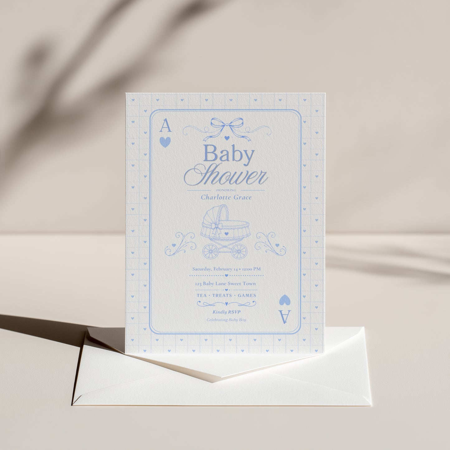 Card Deck Baby Invitation - Blue