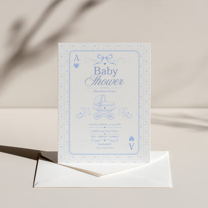 Card Deck Baby Invitation - Blue