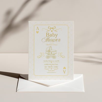 Card Deck Baby Invitation - Yellow