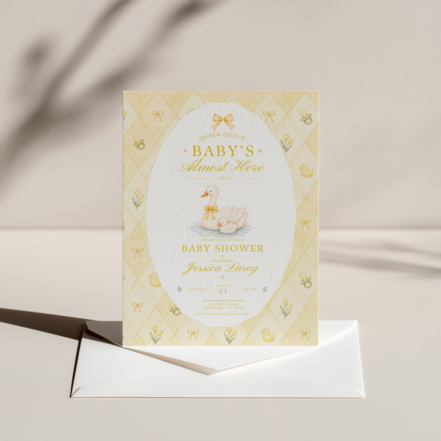 Silly Goose Baby Invitation - Yellow