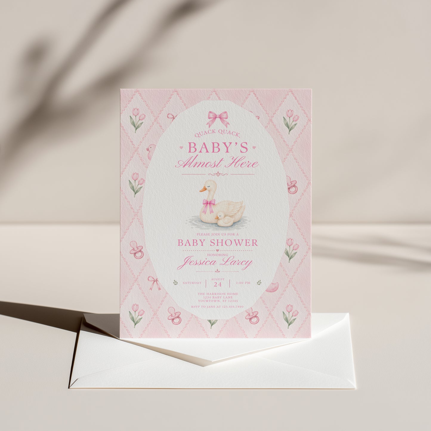 Silly Goose Baby Invitation - Pink