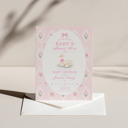 Silly Goose Baby Invitation - Pink