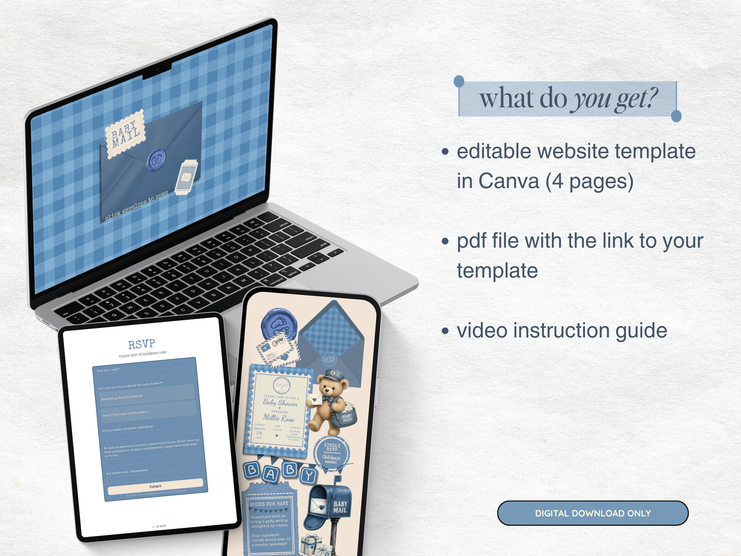 Baby Mail Baby Shower Website - Blue