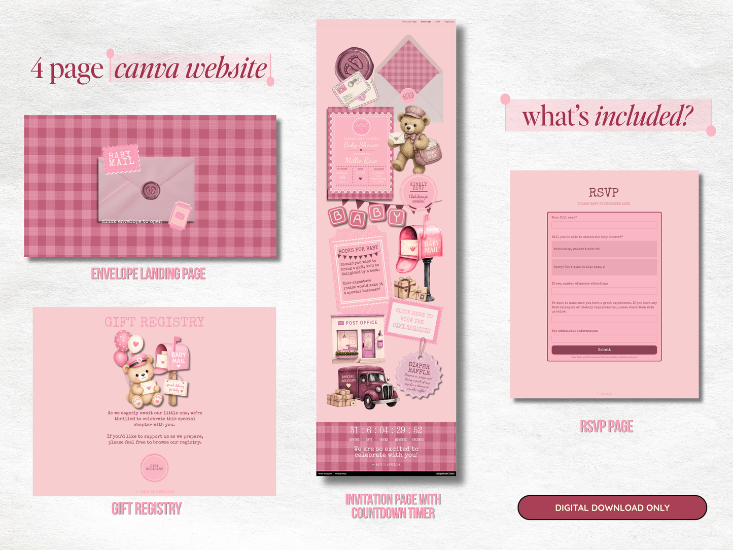 Baby Mail Baby Shower Website - Pink