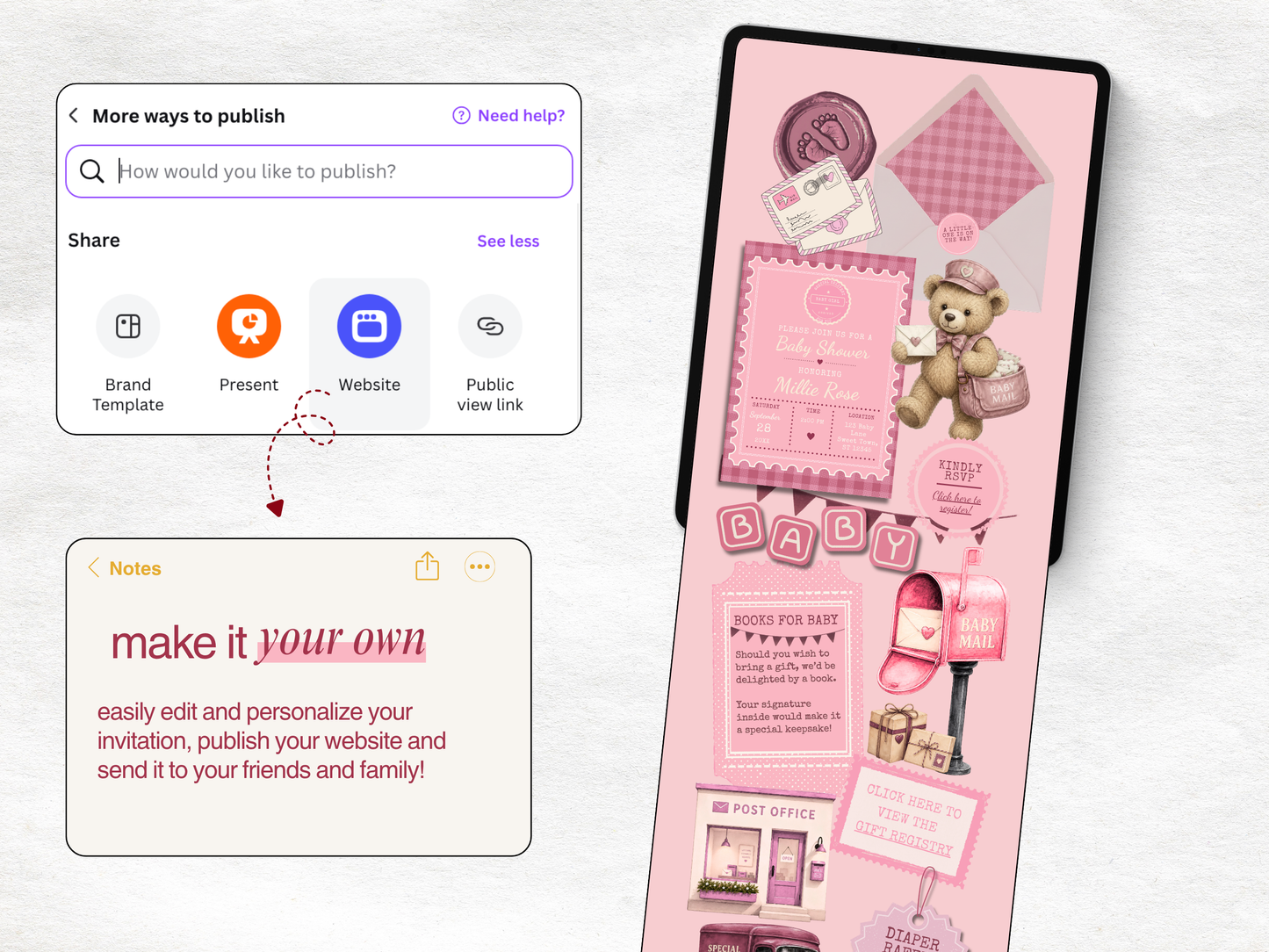 Baby Mail Baby Shower Website - Pink