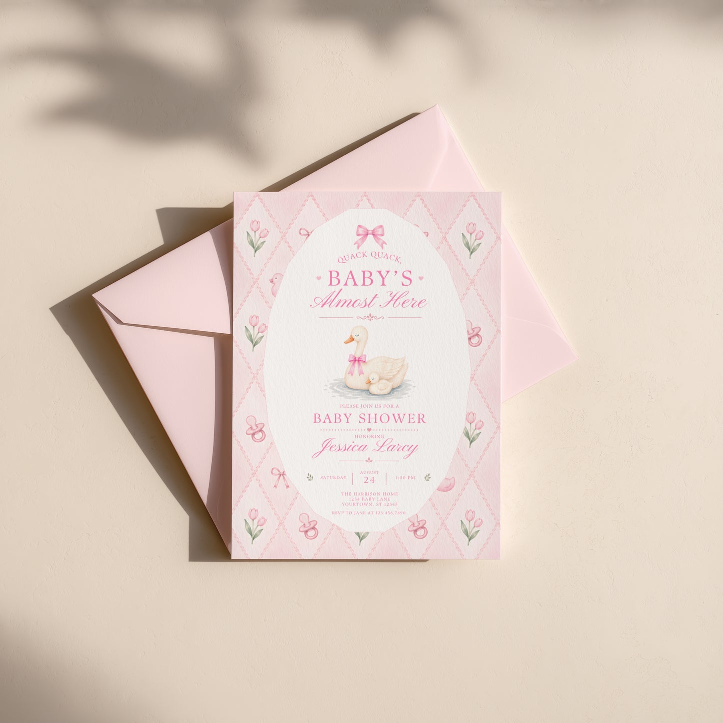 Silly Goose Baby Invitation - Pink
