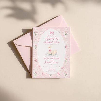 Silly Goose Baby Invitation - Pink
