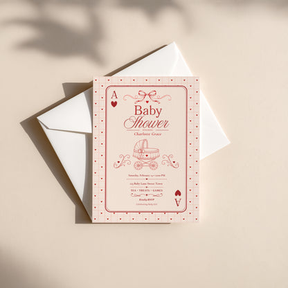 Card Deck Baby Invitation - Red